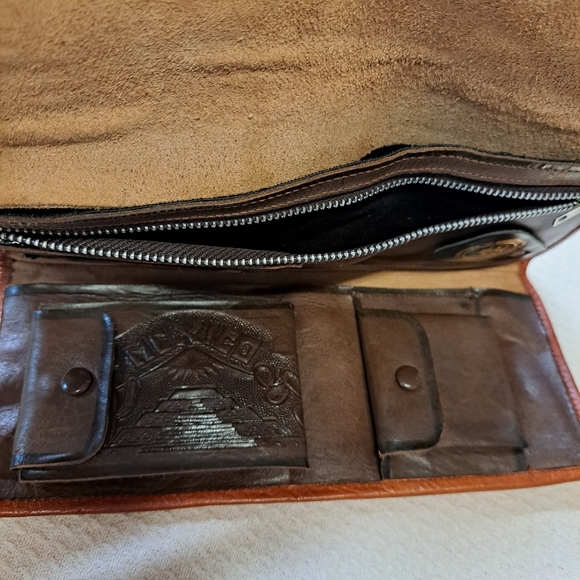 Alejandro Yeo Clutch Wallet Hand Tooled Pure Leather Floral Engraved With Mexico - Picture 14 of 16